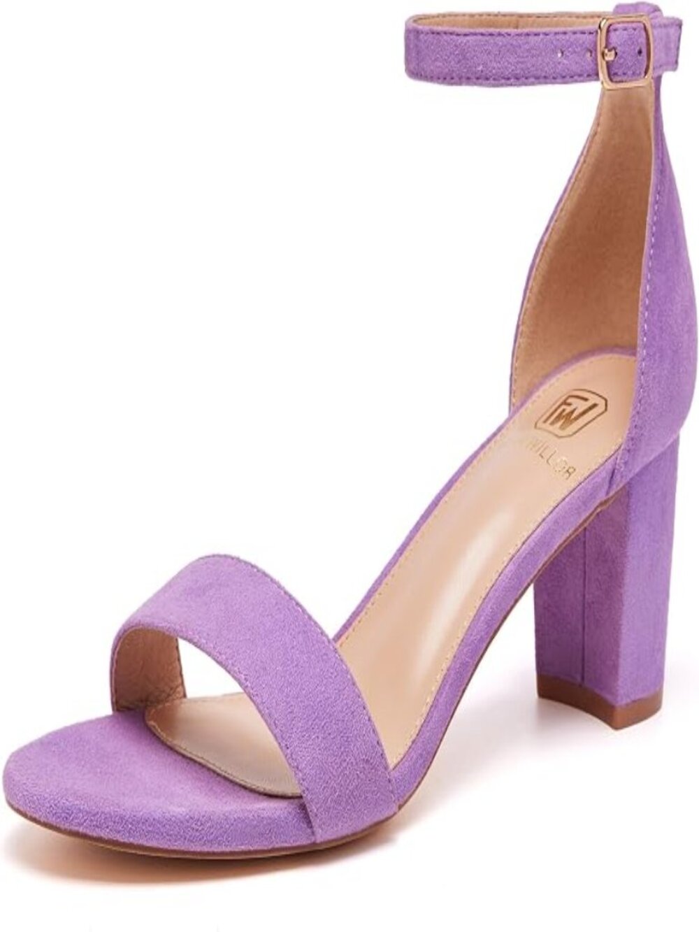 Women's Purple Suede Comfortable Open Toe Low Chunky Short Fashion  Dress Heels